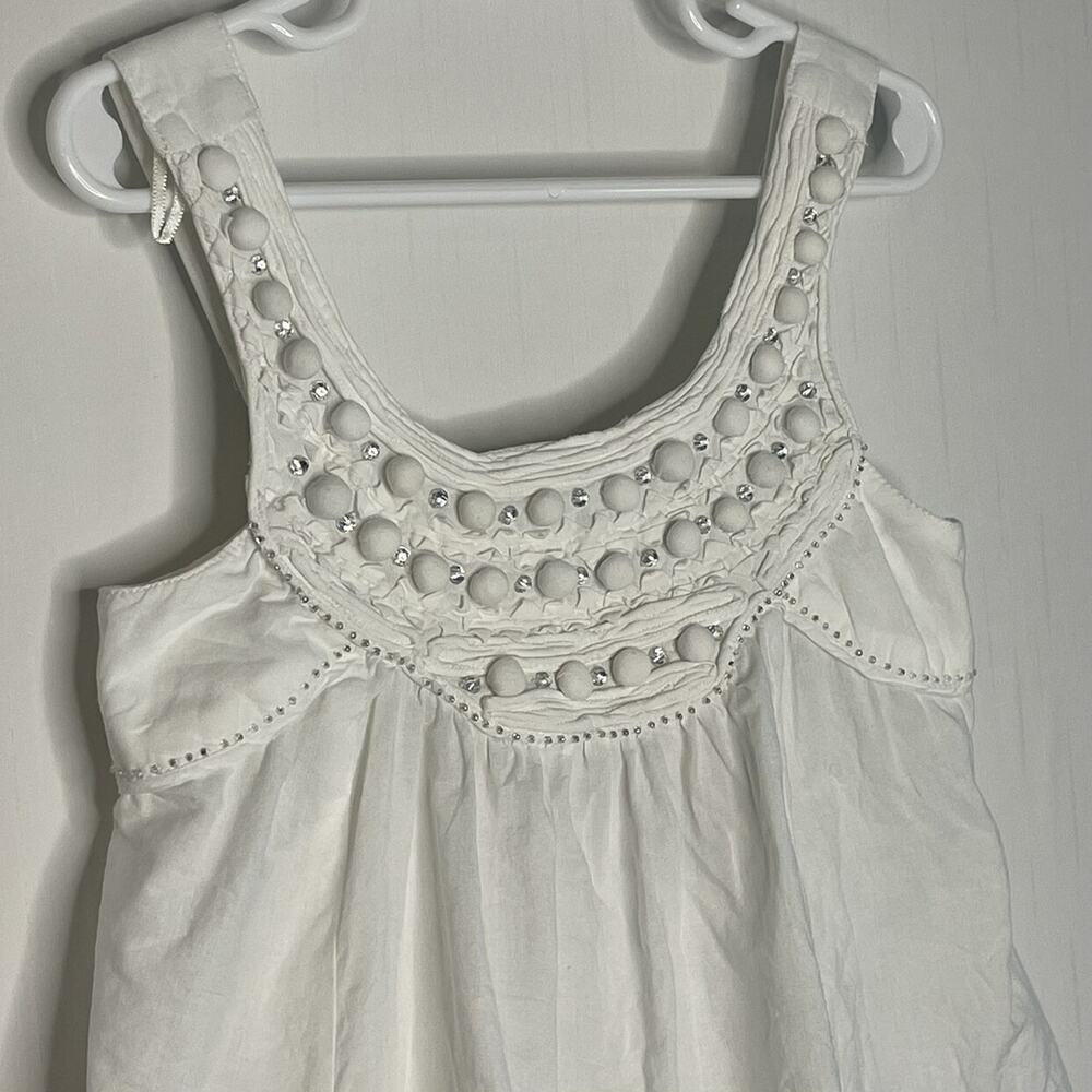 Monsoon White Cotton Sparkle Smocked Summer Top Size 8/9 - Picture 3 of 10